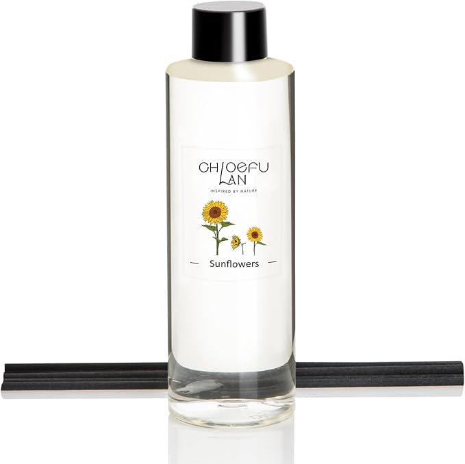 Sunflowers Scented Oil Diffuser Refill 200ml/6.76 fl oz Air Freshener with Natural Essential Oils，Floral Fruity Scent, Daisy-Inspired Long-Lasting Diffuser Oil, Home & Bathroom Decor