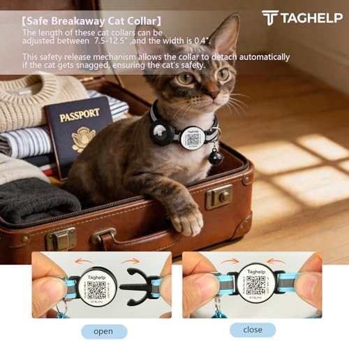3 Pack Airtag Cat Collar Breakaway with Bell,Reflective Kitten Collar with Apple Airtag Cat Collar Holder,Adjustable,Safety Buckle for Girl Boy Cats,Pet Supplies,Gifts (Black & Blue & Pink)