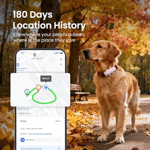SEEWORLD Cat Tracker GPS Tracker for Dogs Cats Real-Time Location Tracker Virtual Fence 180 Days Location History 4G Dog Tracker for 6.5lbs+ Pets, Subscription Required