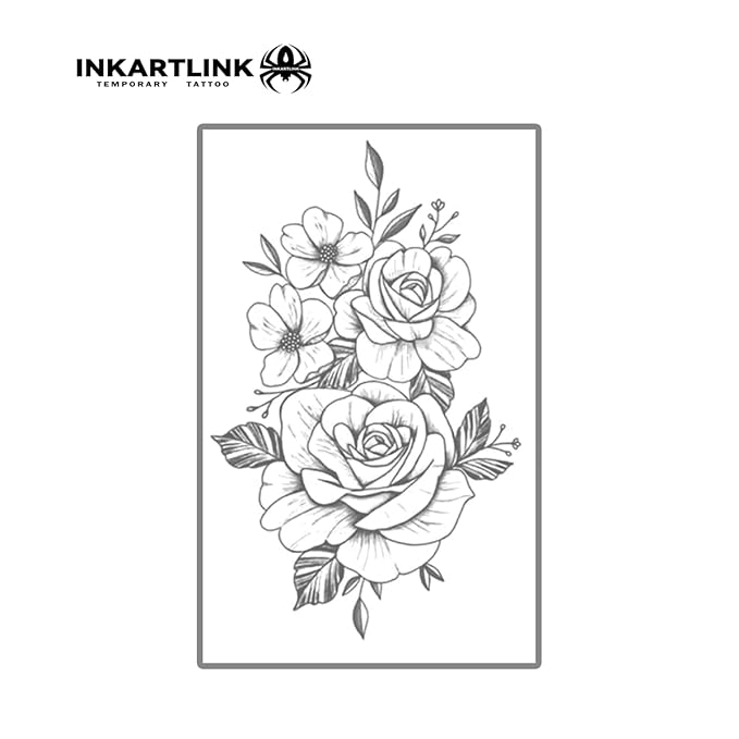 INKARTLINK Semi Permanent Tattoo, Temporary Tattoo, Party Tattoo, Beautiful and Realistic Design, Fun Tattoo Experience, Cruelty-free, Non-reflective, Waterproof (Flower 13)