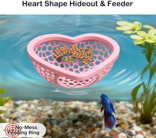10pcs Betta Fish Tank Accessories Set Betta Hoop Heart Shape Enrichment Rings Hammock Hideout, Floating Mirror, Resting Spot, 2 Floating Balls, and Hideout Tunnel