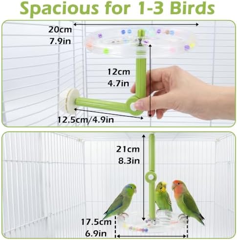 90°/180° Adjustable Spinning Bird Perch for Cage with Beads & Sounds