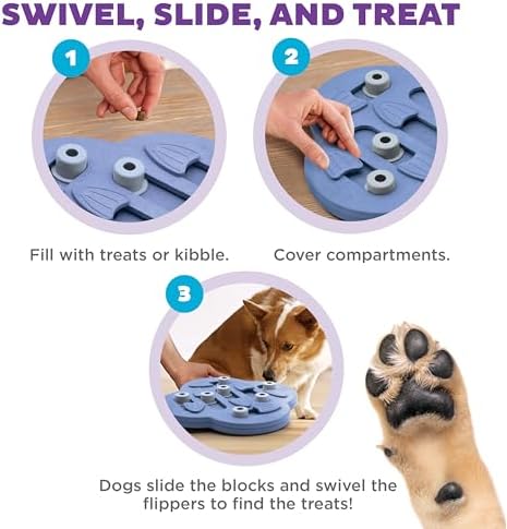 Outward Hound Nina Ottosson Dog Hide N' Slide Dog Toy Treat Puzzle, 11.6" | Level 2 Intermediate, 14 Hidden Treat Compartments, Slide & Swivel, Kibble or Treats, Easy Clean, Enrichment, Dogs & Puppies
