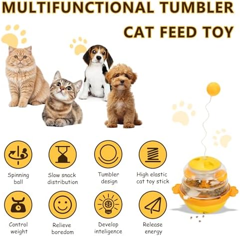 Interactive Cat Toys for Indoor Cats Tumbler Toy with Tracking Balls Slow Food Dispenser Feeding Pet, Fun & Engaging Cat Toys Exercise, Durable & Safe