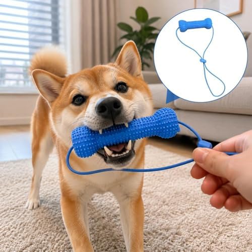 Dog Mouth Opener for Teeth Cleaning, Durable TPR Dog Chew Toy, Pet Dental Care Oral Hygiene, Textured Blue Bone for Medium Large Dogs (2pcs Pet Teething Stick)