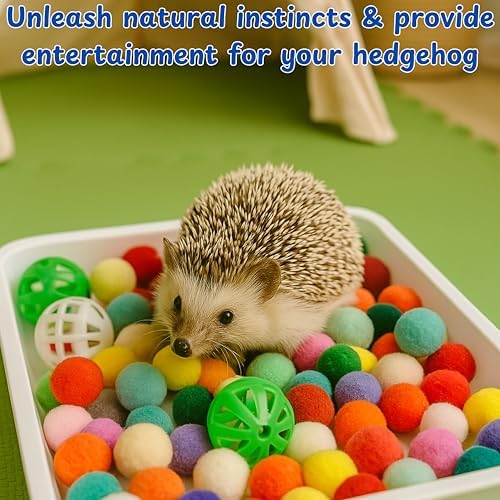 Dig-Box Tray For Hedgehog Cage With Ball Toy, Funny Dig-Box Tray Toys for Hedgehogs, Ball Bell Toy for Hamster Ferret Kitten Cat, Hedgehog Accessories, Small Animal Accessories (White, 8.4*5.9*1.6in)