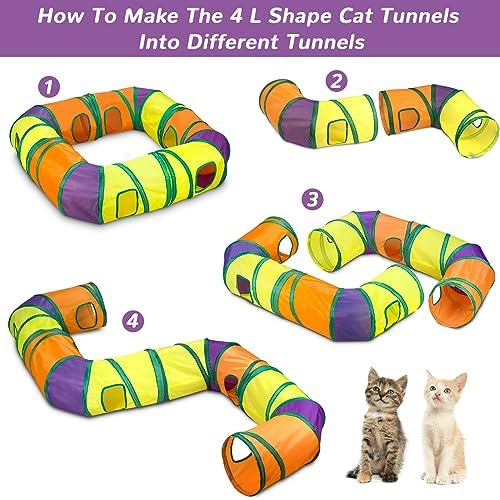 Retro Shaw Interactive Cat Toys for Indoor Cats Kitten,Relieve Bored,25PCS | 4PCS Collapsible Tunnels, Large, Safe and Durable, Kitten Game Hiding Spot Self-Play Chase Exercise