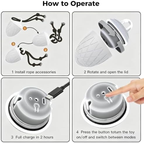 Interactive Dog Ball Toy for Medium & Large Dogs, Automatic Moving Dog Toy with Bird Sounds and Rope, USB Rechargeable Smart Ball with Fast & Slow Modes, 500mAh Dog Enrichment Toy