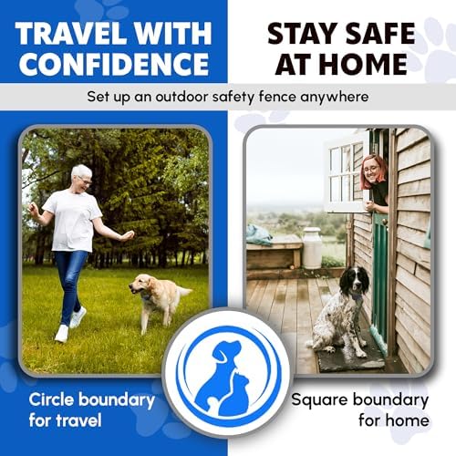 GF03 H-GPS Dog Fence, Wireless Dog Fence with No Subscription, Virtual Dog Containment System with Customizable Boundary, 2-in-1 Training Collar, Waterproof & Rechargeable for Medium Large Dogs