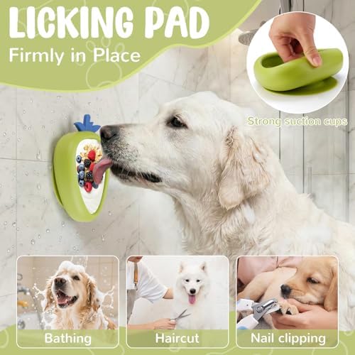 Freeze Dog Lick Bowl, Animire Non-Slip Slow Feeder Lick Mat for Dogs, Silicone Dog Enrichment Bowl for Distraction Anxiety Relief Boredom, BPA Free, Dishwasher Safe(Green,S)
