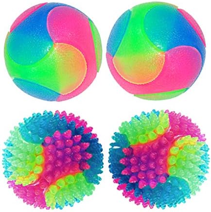 4 pcs Light Up Dog Balls,Flashing Elastic Ball,Glow Ball,Glow in The Dark Interactive Pet Toys for Aggressive Chewers,Puppy, Cats, Dogs