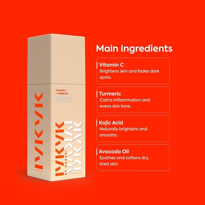 MAKARI IYKYK Vitamin C + Turmeric Body Toning Cream 2 Pack | Lightweight Firming Lotion for Women | Helps Improve the Look of Dark Spots | Vegan, Fragrance-Free