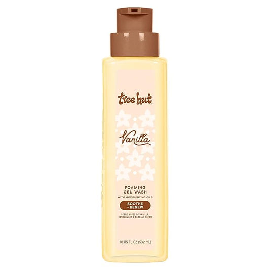 Tree Hut Vanilla Foaming Gel Body Wash, Mothers Day Gifts, Hydrating & Moisturizing Shower Gel for Soft, Smooth Skin, Warm Cozy Scent, 18 fl oz