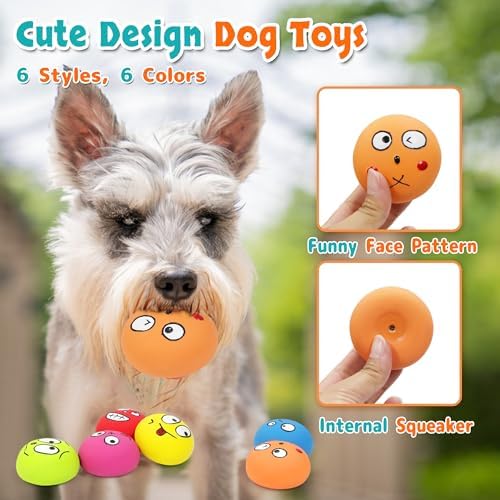 Squeaky Dog Toys, Interactive Squeaky Ball for Small Dogs/Puppies Puppy Teething Soft Non-Toxic Chew Toys for Gentle Play 6 Pcs/Set