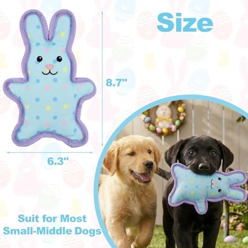 Easter Dog Squeak Toys Polka-dot Rabbit Interactive Stuffed Puppy Teething Toys Durable Canvas Chew Toys for Small Medium Dogs Tough Dog Gifts for Boredom (Rabbit)