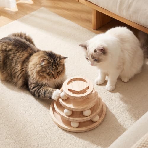 Cat Ball Track, Wooden Interactive Cat Toys for Indoor Cats, Kitten Toys S