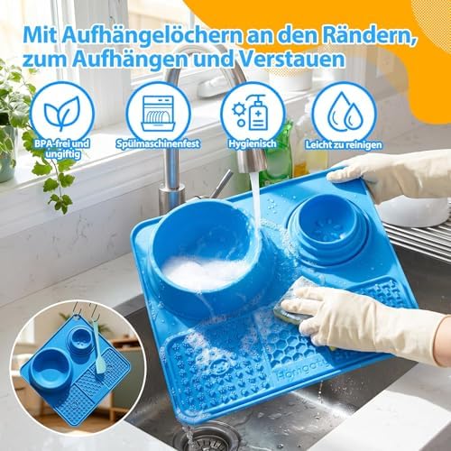 3-in-1 Dog Lick Bowl with Rolling Ball & Slow Feeder Mat & Basic Dog Food Bowl 50oz Stainless Steel, Anti-Slip Pet Licking Toy for Liquid Treats, Bone Broth Yogurt Anxiety Relief for Dog Cat