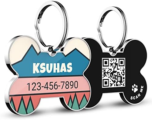 QR Code Dog Tag -On Pet ID Name Tag for Dogs, Cats & Horses – Custom Personalized Noiseless Tag with Jingle-Free Fit & Online Profile Display
