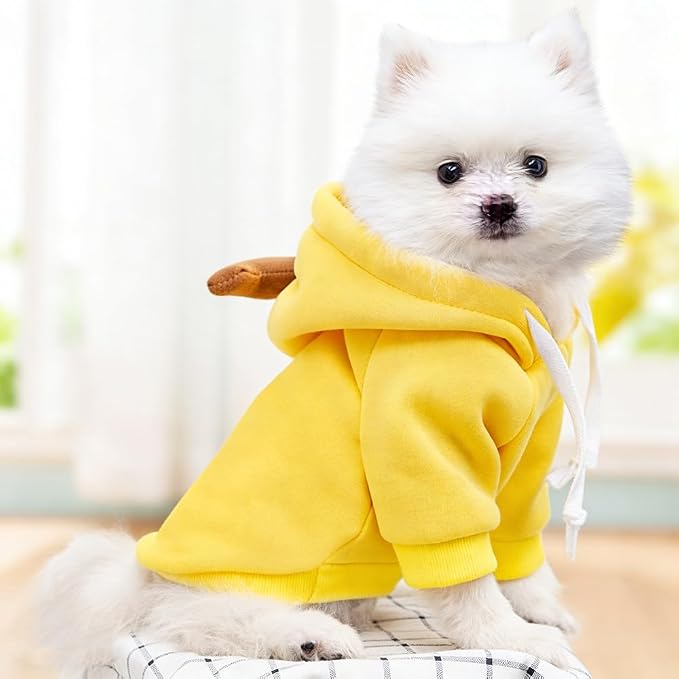 Dog Hoodie Warm Autumn Winter Pet Sweatshirt Yellow Banana Shape, M | Cute styling Pet Clothing Coat For 2-25 Lbs Small Medium Dog Cat French Bulldog Chihuahua Pug Boston Terrier Poodle Dachshund