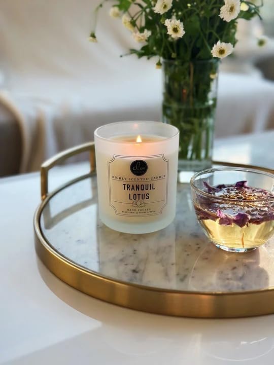 DW Home Tranquil Lotus Scented Candle for Home, 15 oz, Large Double Wick Candle Jar, Up to 56H Burn Time, Luxury Scented Candle for Relaxation, Gifting, Home Décor