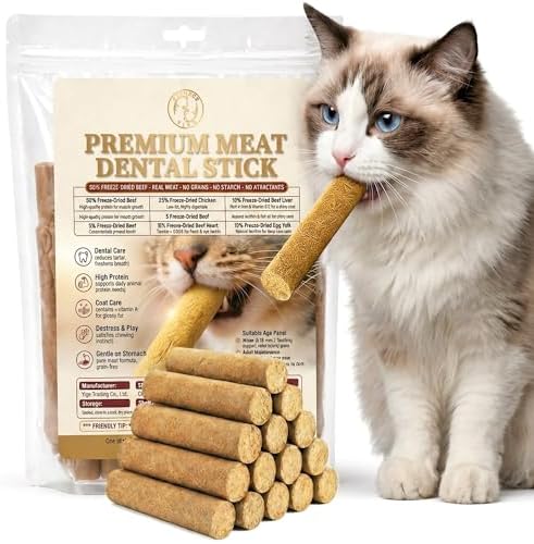 15pcs Freeze Dried Cat Chew Sticks Kitten Beef Treats for Teeth