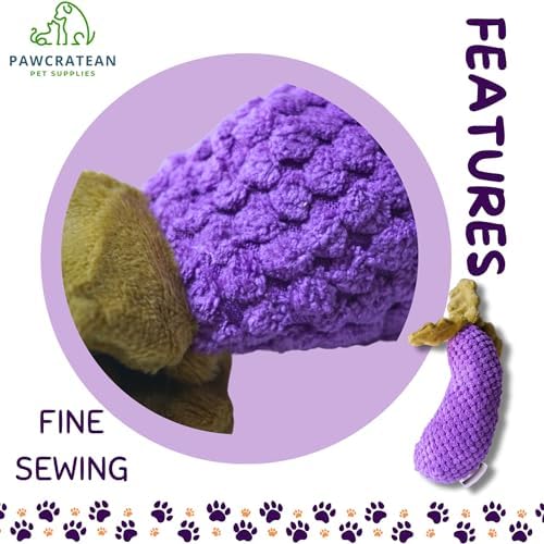 7" Squeaky Plush Toy for Puppies Small Dogs Self Etertainment Washable Soft Made [PET ONLY] (Eggplant)
