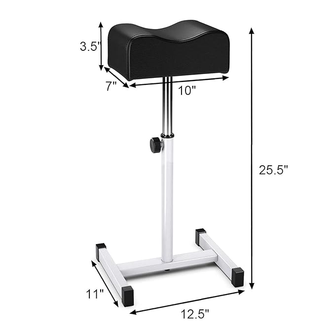 Pedicure Foot Rest,Adjustable Height Pedicure Stool,Pedicure Stand for Home Salon,Tattoo,Nail Tech(Black)