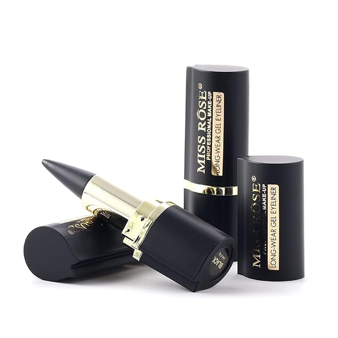 2 Pcs Black Gel Cream Eyeliner Set, Tool Smudge Proof and Waterproof Matte Quick Dry Black Eye-liner Pencil Tattoo Eyeliner Pen Stick Makeup for Women