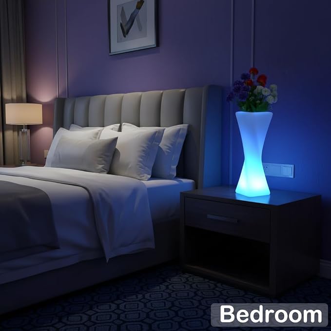 20 inch LED Vase Night Light with Remote, 16 Colors Rechargeable Vase | Dimmable RGB LED Lighted Vase, IP65 Waterproof Flower Pot Light, 4 Modes Mood Lamp for Living Room Balcony Yard Wedding Decor