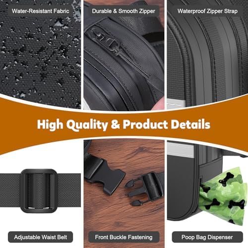 Dog Treat Pouch with Poop Dispenser and Reflective Strip for Training Walks