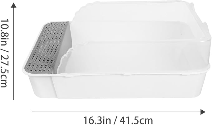 Detachable Semi-Enclosed Cat Litter Box Splash-Resistant Small White Cat Toilet Pan for Indoor Kitten Training and Litter Housebreaking
