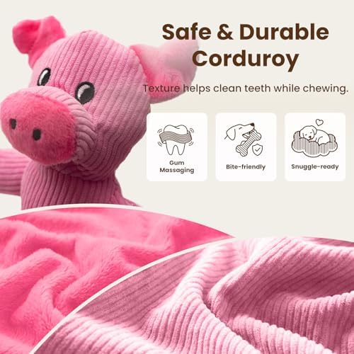 Laifug Interactive Squeaky Dog Chew Toy, Ideal Dog Toys for Chewers, Small, Medium & Large Dogs, and Fetch Lovers - Pig (Pink), Large