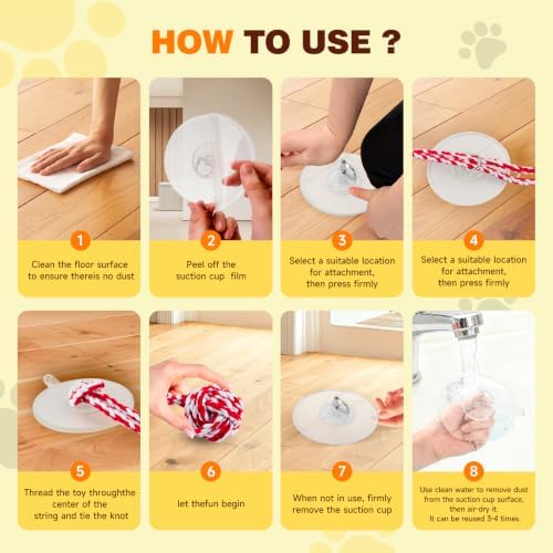 Interactive Dog Toy with Suction Cup, Rope Ball & Built-in Bell, Red White