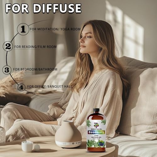 Rosemary Essential Oil, Rosemary Oils, for Diffuser, Office, Humidifier, DIY Candles, Soap, Cleaning, Home, Yoga, Gift, Essential Oil, GV77ZF Rosemary Fragrance Oil - 16 fl oz (480 ml)
