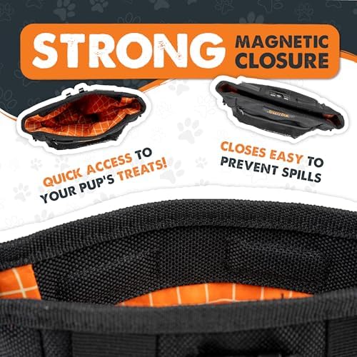 Mighty Paw Dog Training Treat Pouch, No-Spill Magnetic Clasp, Black
