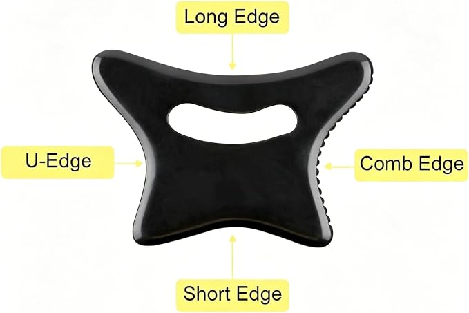 Body Gua Sha Tool Large Natural Bian Stone Handle Guasha Scraping, Muscle Scraper Tool for Soft Tissue, Manual Anti-Cellulite Sculpting Board for Muscle Release, Body Contouring (7.3 inch)