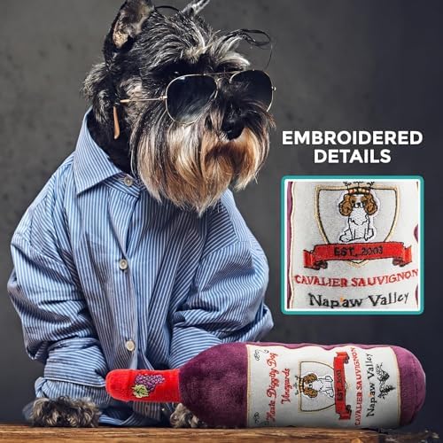 Haute Diggity Dog Cavalier Sauvignon Plush Dog Toy, Wine Parody Chew Toys