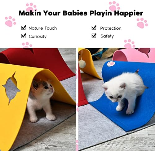 4-Way Cat Tunnels for Indoor Cats, Interactive Toys with Plush Ball