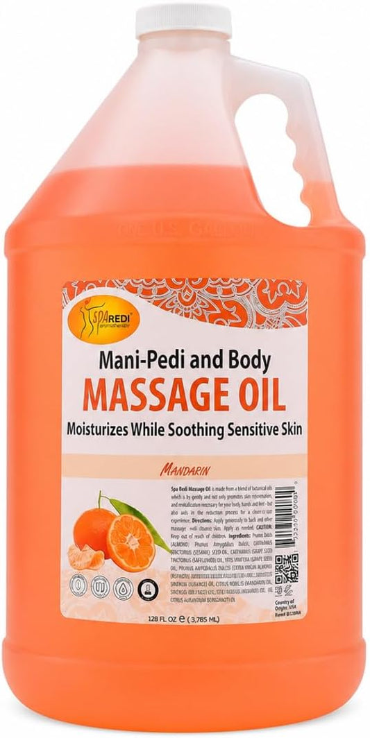 SPA REDI Mandarin Massage Oil – Professional & Family Skin Nourishment Treatment | Legacy of Trust & Universal Gentleness | Premium Nourishment for Loyalty & Peace of Mind | 128 Oz Gallon