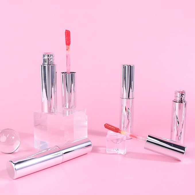 2Pcs Full-On Plumping Liquid Lip Gloss, Red & Brown Hydrating Lip Plumper Lip Blam Lipstick, High-Shine Tinted Formula for Fuller, Nourishes, Moisturizes & Softens Lips, Cruelty-Free (02+03)