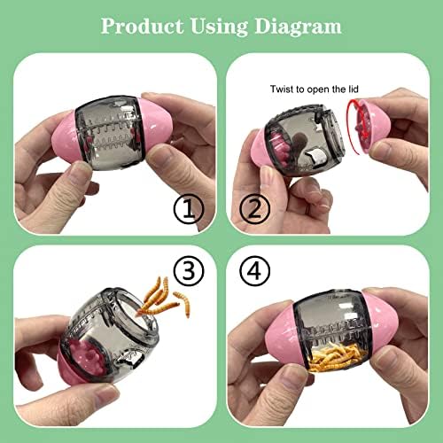 ALI2 Lizard & Gecko Enrichment Toys - Interactive Rugby Shape Toys for Bearded Dragon, Lizard & Small Animals
