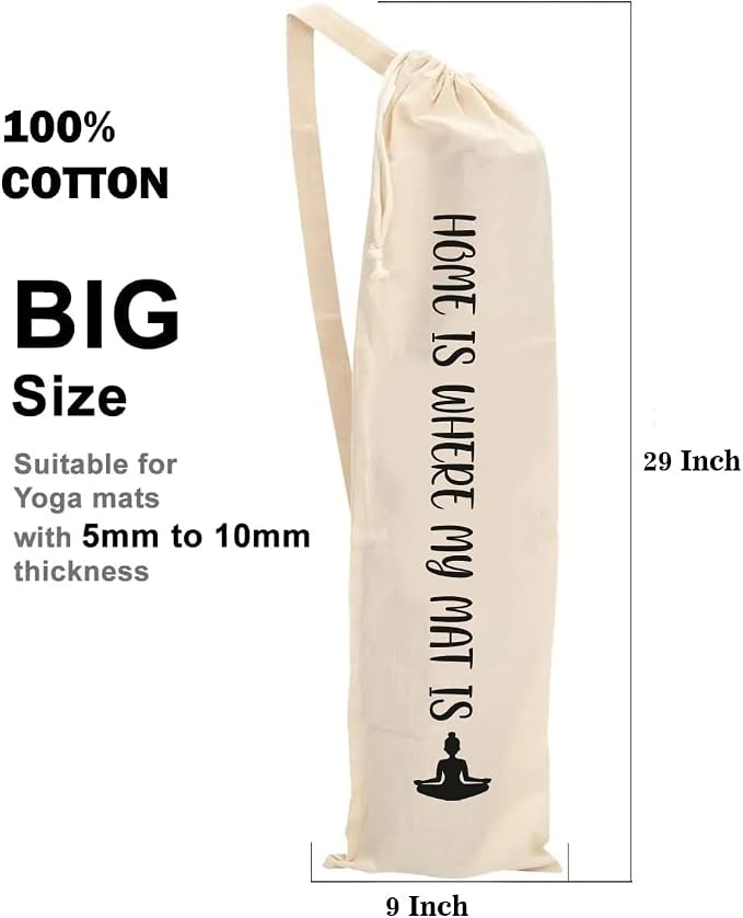 Mayatra's Organic Large Yoga Mat Tote Bag Cover -100% Cotton Lightweight,Washable Yoga Dust Bag With Adjustable Strap Unisex