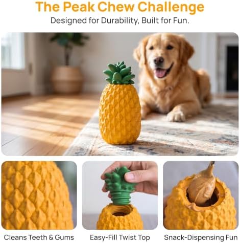 M.C.works Freezable Pineapple Aggressive Chewers Toy - Treat Dispenser