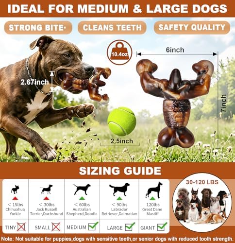MOXIKIA Heavy Duty Dog Chew Toy for Aggressive Chewers, Medium Large Breed