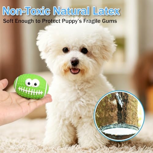 Squeaky Dog Balls for Dogs, Natural Latex Fetch Play Dog Footballs, Interactive Pet Dog Balls for Teething Puppies Small Medium Dogs 6 Pack