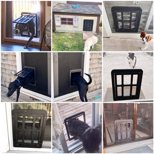 Namsan Dog Door for Screen Door, Passage 11.2 x 14.4 inches, Doggy Door for Sliding Door, Pet Screen Window, Magnetic Flap Auto Closing, Screen Door with Doggie Door Built in, Lockable, Black