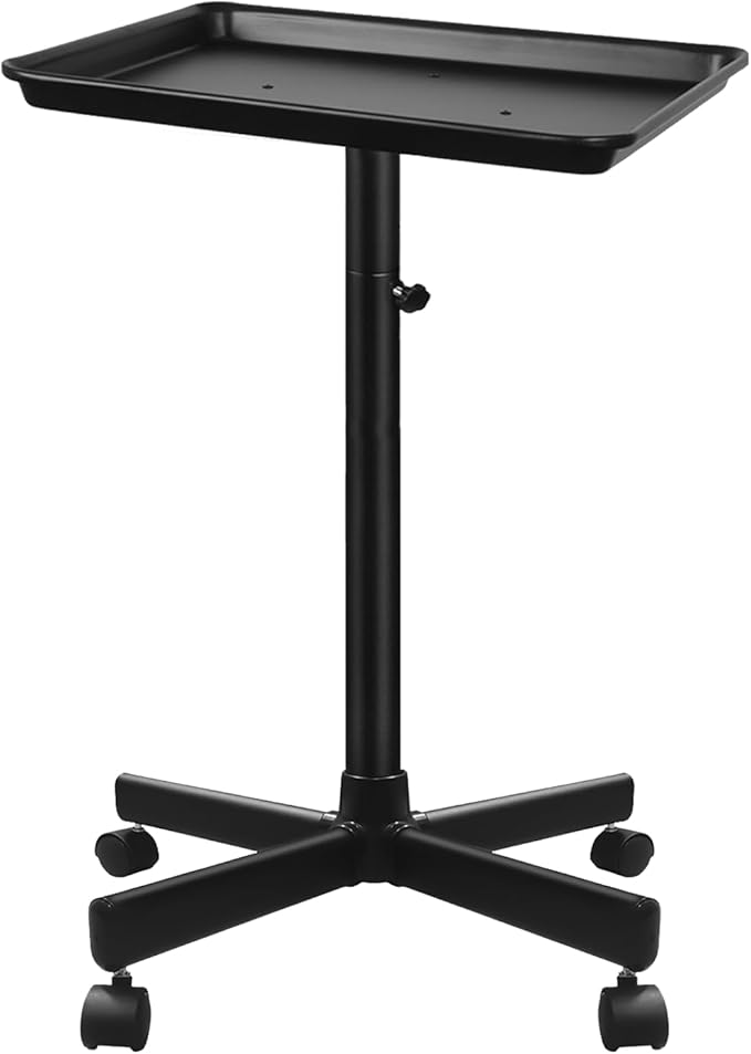 Salon Tray, Metal Feet Salon Rolling Tray with Height Adjustable, Hair Color Trays Non-Rusting