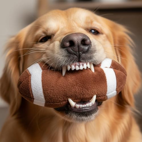 LUOZZY Plush Rugby Dog Chew Toy Stuffed Football Ball for Puppy Training