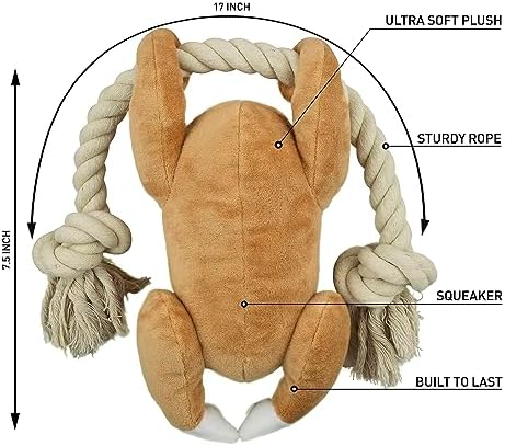 Native Pup Dog Toy Rope and Plush Stuffed Squeaker, Tug of War Toys for Dogs, Puppy Welcome Home Add on for Pets (Turkey)
