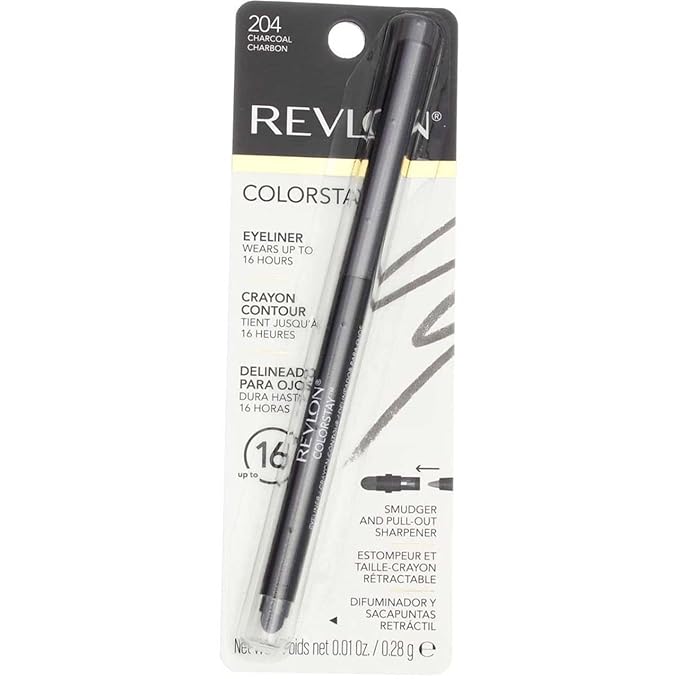 Revlon ColorStay Eyeliner Pencil, Charcoal [204], 0.01 oz (Pack of 3)